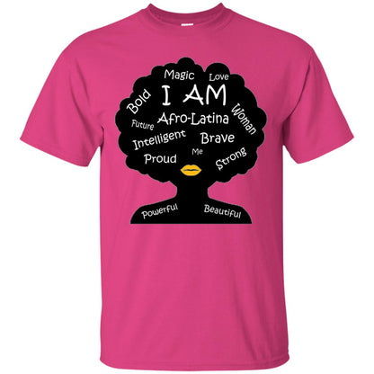 Unisex Bold Afro Latina Proud Black Spanish Culture T-shirt Heliconia