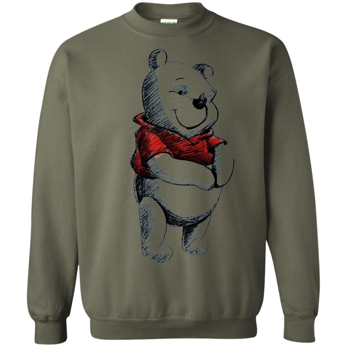 Sketch Of Winnie The Pooh Movie Lover T-shirt Military Green