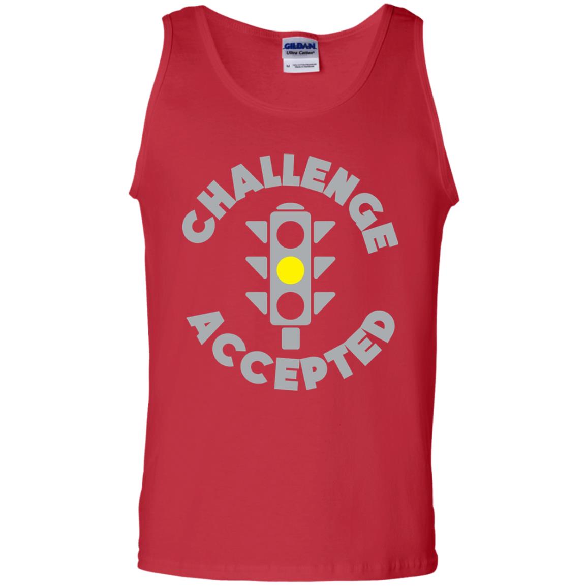 Funny Racing T-shirt Challenge Accepted Yellow Light Car Red