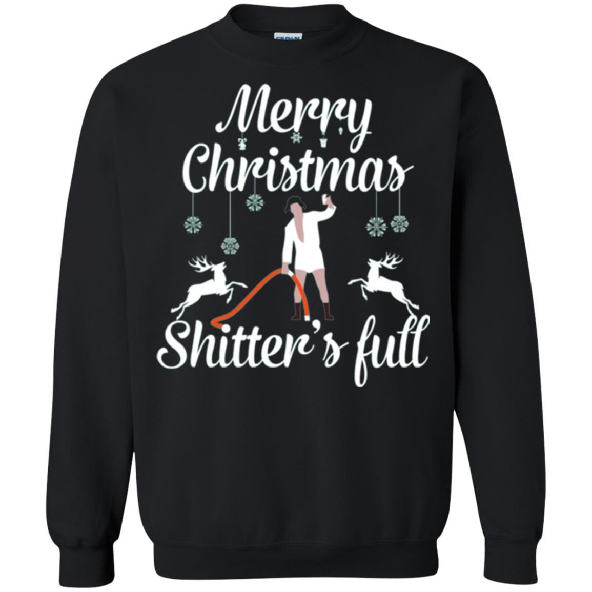 Christmas T-shirt Reindeer Merry Christmas Shitter's Full Black