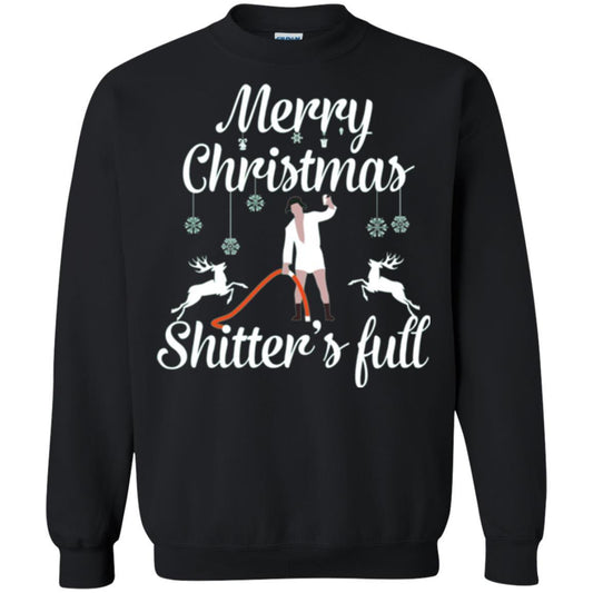Christmas T-shirt Reindeer Merry Christmas Shitter's Full Black