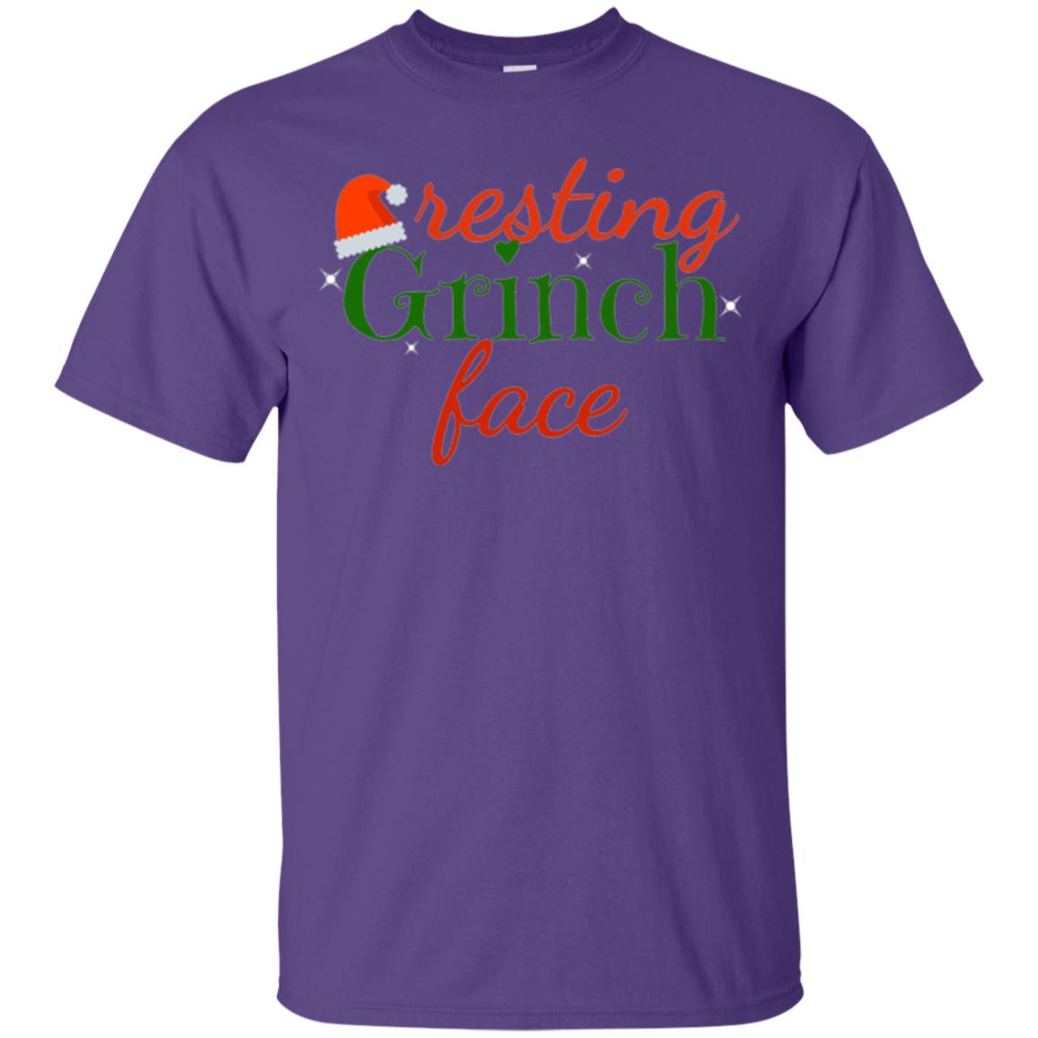 Funny Christmas T-shirt Resting Grinch Face Purple
