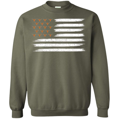 Vintage Texas United Longhorn Flag T-shirt Military Green