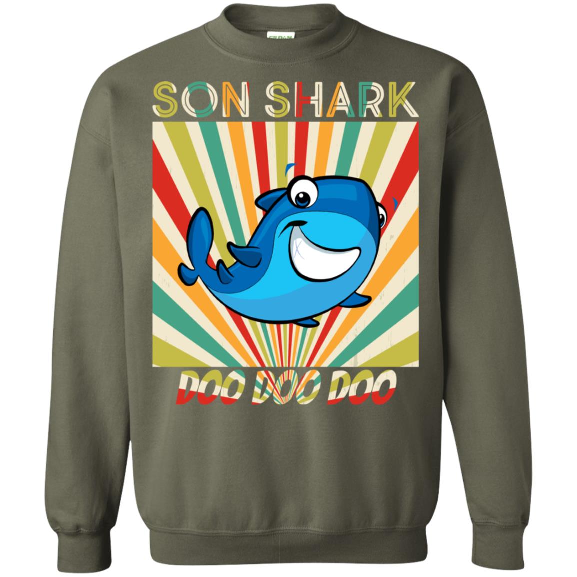 Son Shark Doo Doo Doo Family Shark Gift Shirt Military Green