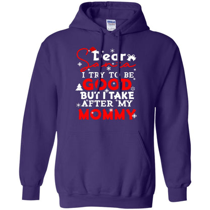Dear Santa I Try To Be Good But I Take After My Mommy Ugly Christmas Family Matching Shirt Purple