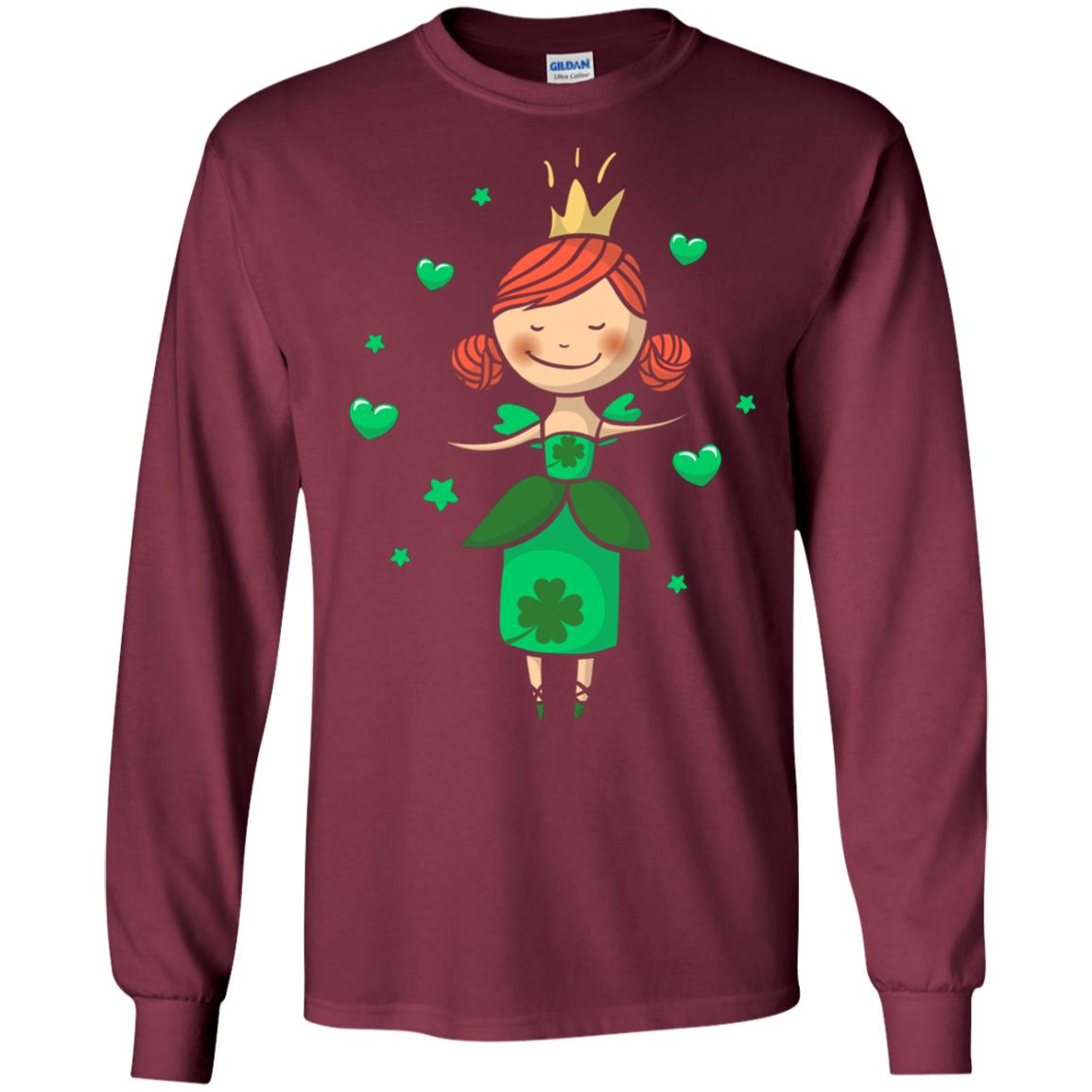 Irish Princess St. Patricks Day Gift Shirt For Girls Maroon