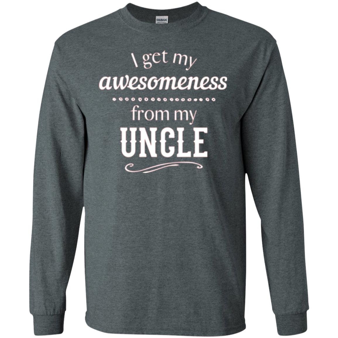 Family T-shirt I Get My Awesomeness From My Uncle Dark Heather