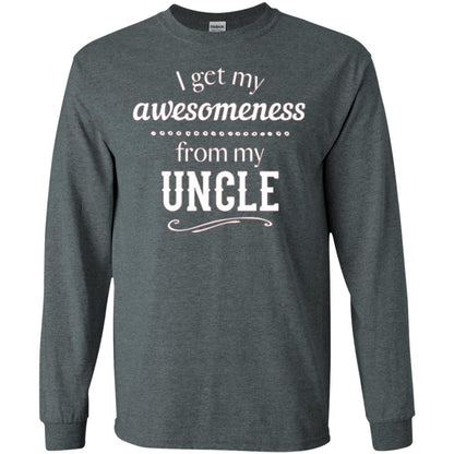 Family T-shirt I Get My Awesomeness From My Uncle Dark Heather