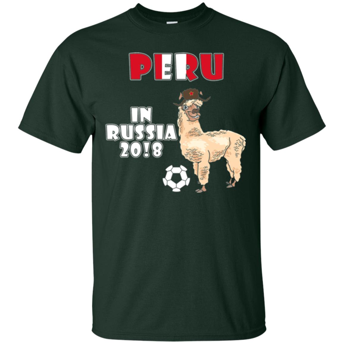 Soccer T-shirt Peru National Team Llama In Russia 2018 Cup Forest Green