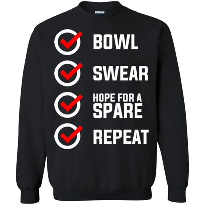Bowling Lover T-shirt Bowl Swear Hope For A Spare Repeat Black