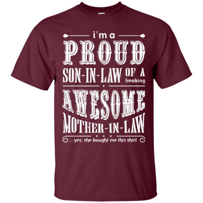 Son In Law T-shirt Of A Freaking Awesome Mother In Law Maroon