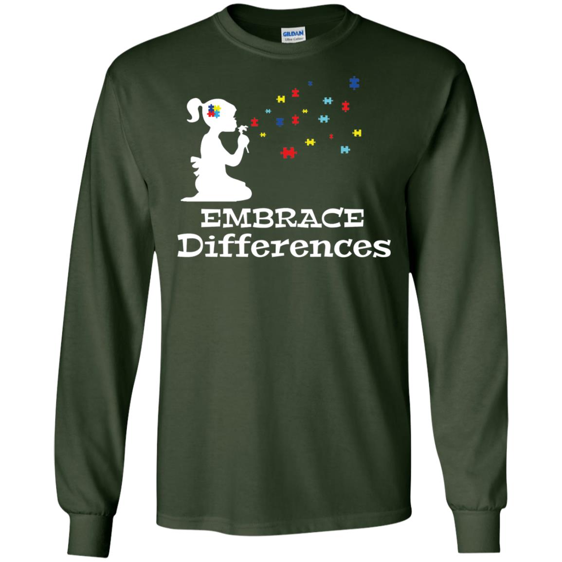 Embrace Differences Autism Awareness T-shirt Forest Green