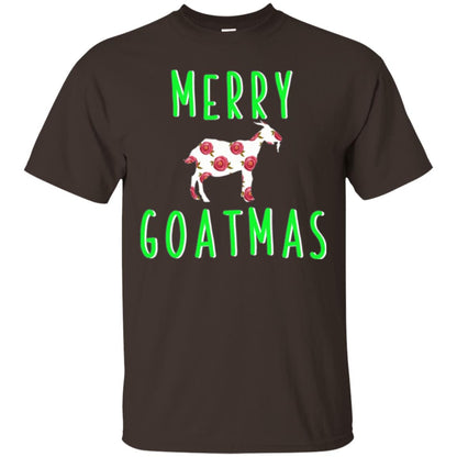 Goat Lovers T-shirt Merry Goatmas Dark Chocolate