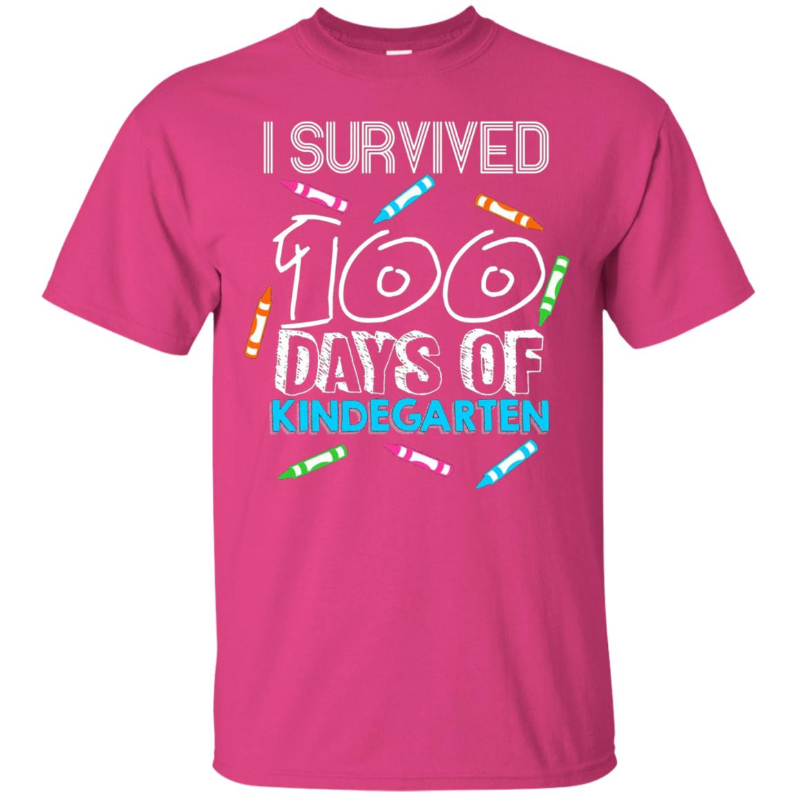 Teacher Kid T-shirt I Survived 100 Days Of Kindergarten Heliconia