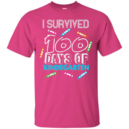 Teacher Kid T-shirt I Survived 100 Days Of Kindergarten Heliconia