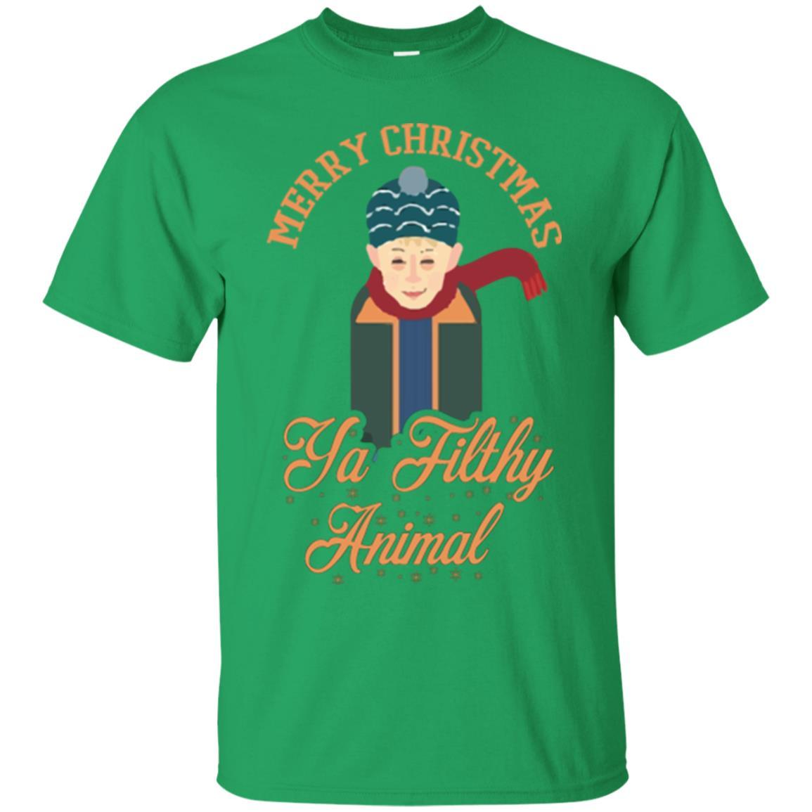 Christmas T-shirt Merry Christmas Ya Filthy Animal Irish Green