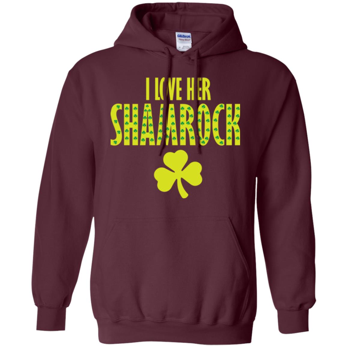 St. Patrick's Day T-shirt I Love Her Shamrock Maroon