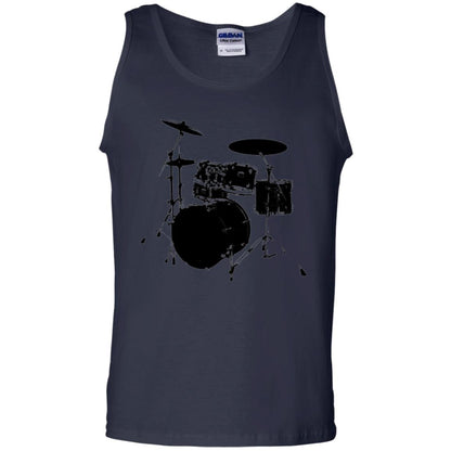 Drum Lovers T-shirt Drum Kit Stencil Print Navy