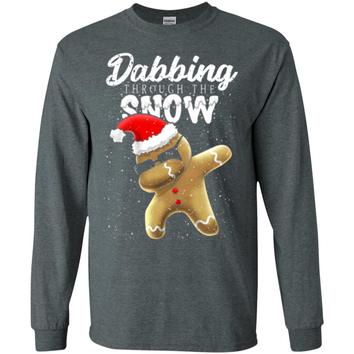 Dabbing Gingerbread T-shirt Dabbing Through The Snow Dark Heather