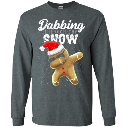 Dabbing Gingerbread T-shirt Dabbing Through The Snow Dark Heather
