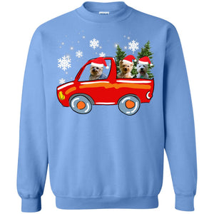 Yorkshire Terrier Dogs On Car Merry Christmas Gift ShirtG180 Gildan Crewneck Pullover Sweatshirt 8 oz.