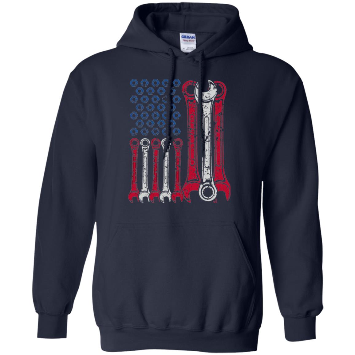 Mechanic T-shirt Usa Red White Blue American Flag Navy