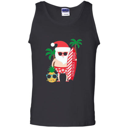 Christmas T-shirt Santa Claus Surfing Hawaiian Black