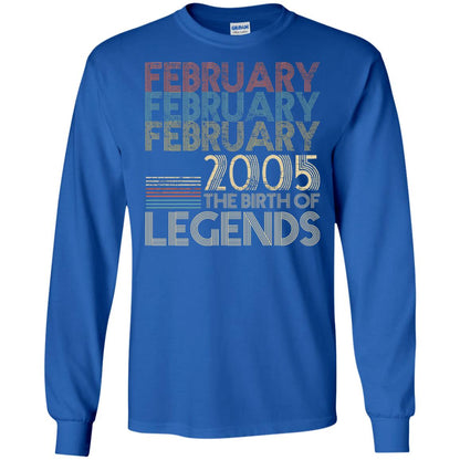 February Retro Classic Vintage 2005 The Birth Of Legends 13th Birthday T-shirt Royal