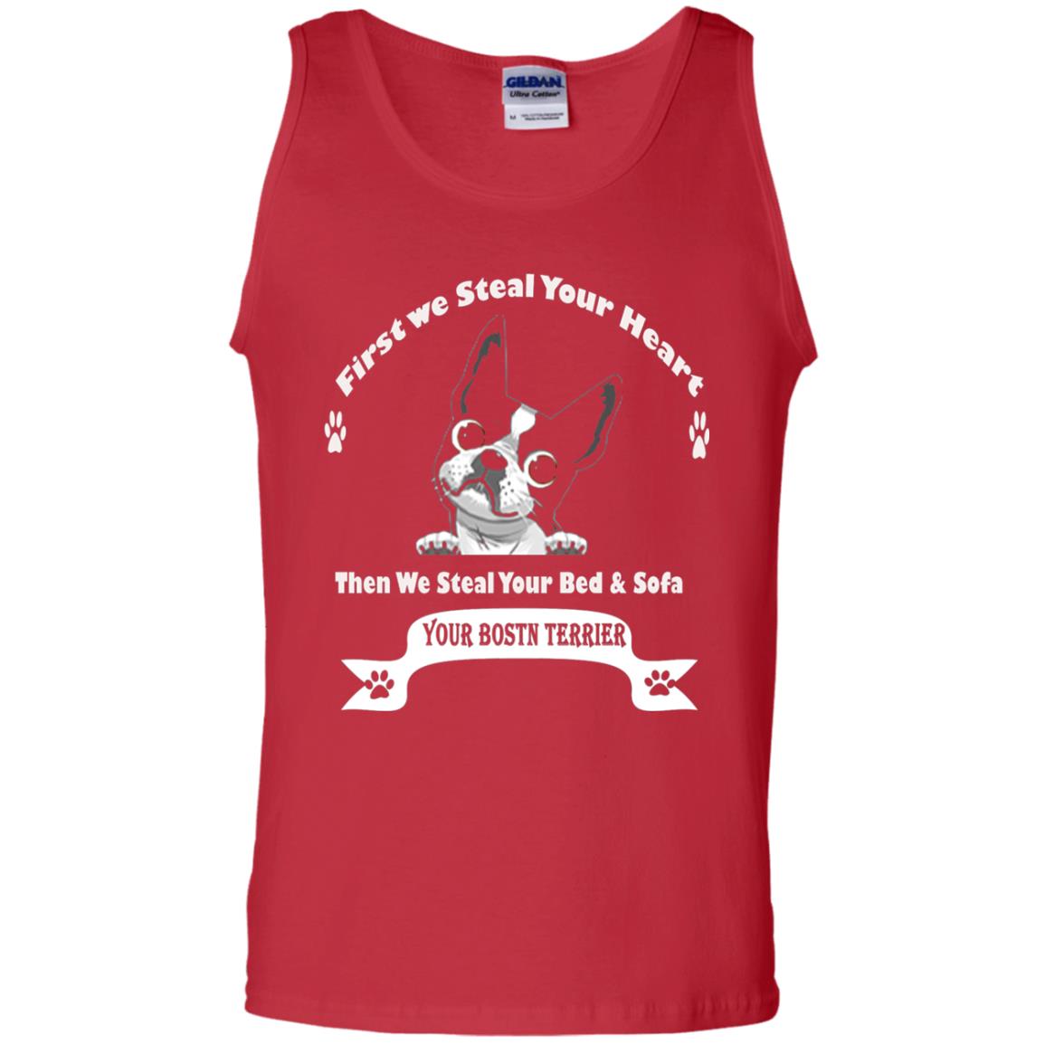 Frist We Steal Your Heart Boston Terrier T-shirt Red