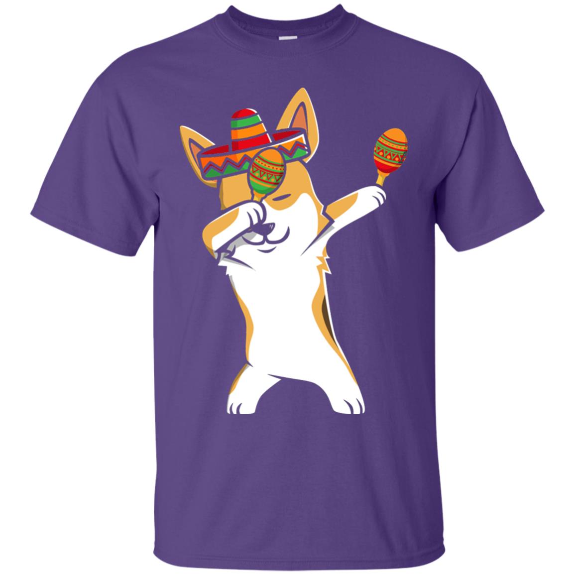 Dabbing Corgi Funny Cinco De Mayo T-shirt Purple