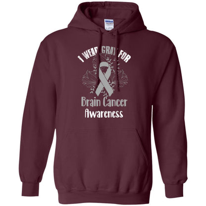 I Wear Gray For Brain Cancer Awareness T-shirt Maroon