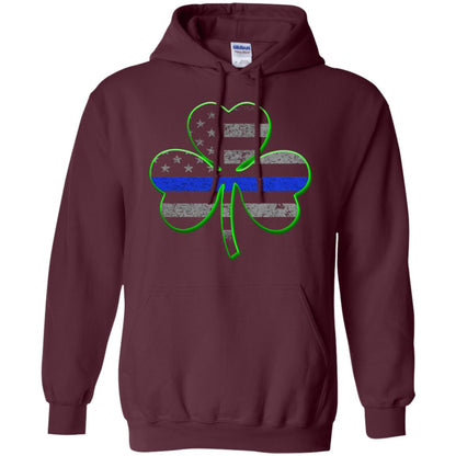 Thin Blue Line St Patrick_s Day Clover T-shirt Maroon