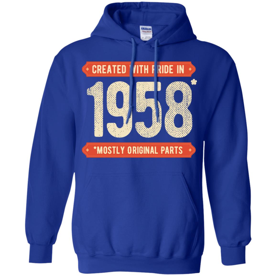 Created With Pride In 1958 Mostly Original Parts 60th Birthday T-shirt Royal
