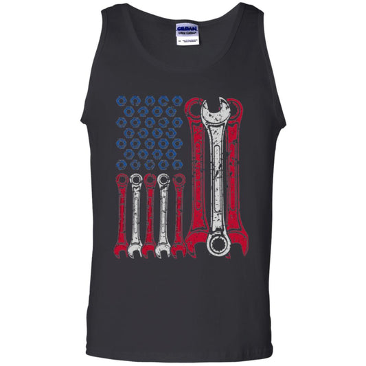 Mechanic T-shirt Usa Red White Blue American Flag Black