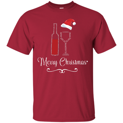 Christmas T-shirt Merry Christmas With Wine Botle And Glass Wine Cardinal
