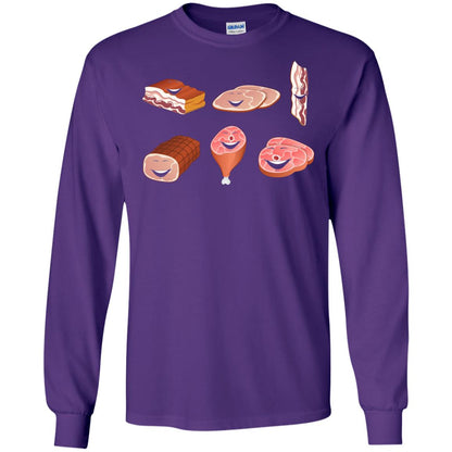 Funny Bbq T-shirt Meat Family Purple