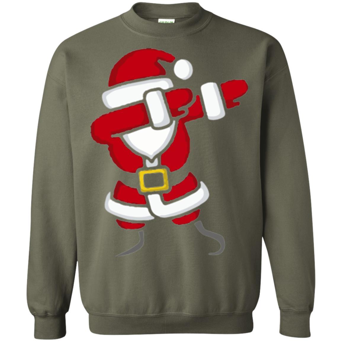 Christmas T-shirt Dabbing Santa Claus Military Green