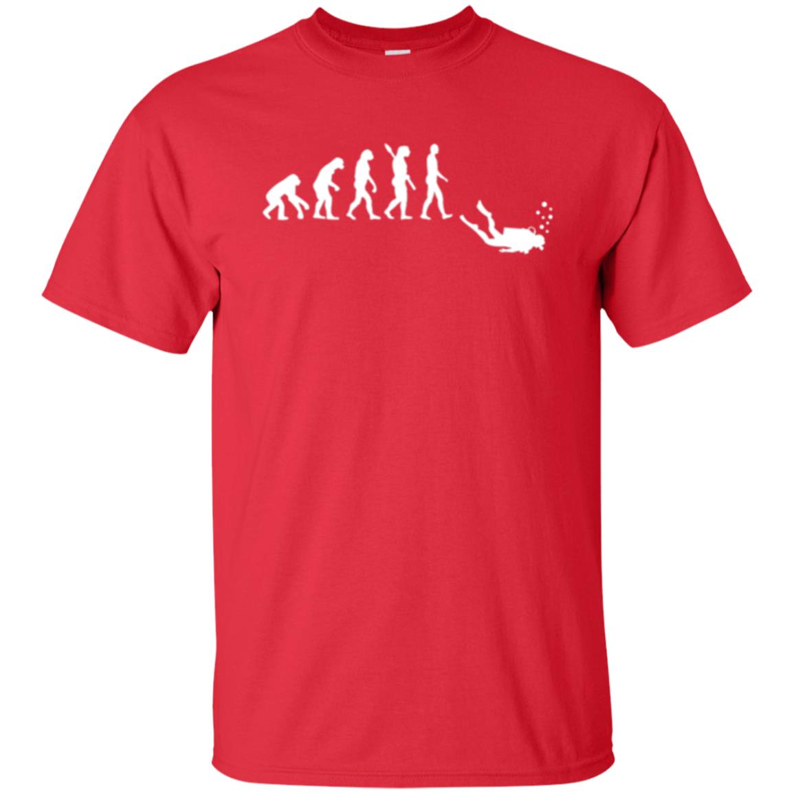 Evolution Of Man Funny Scuba Diving T-shirt Red