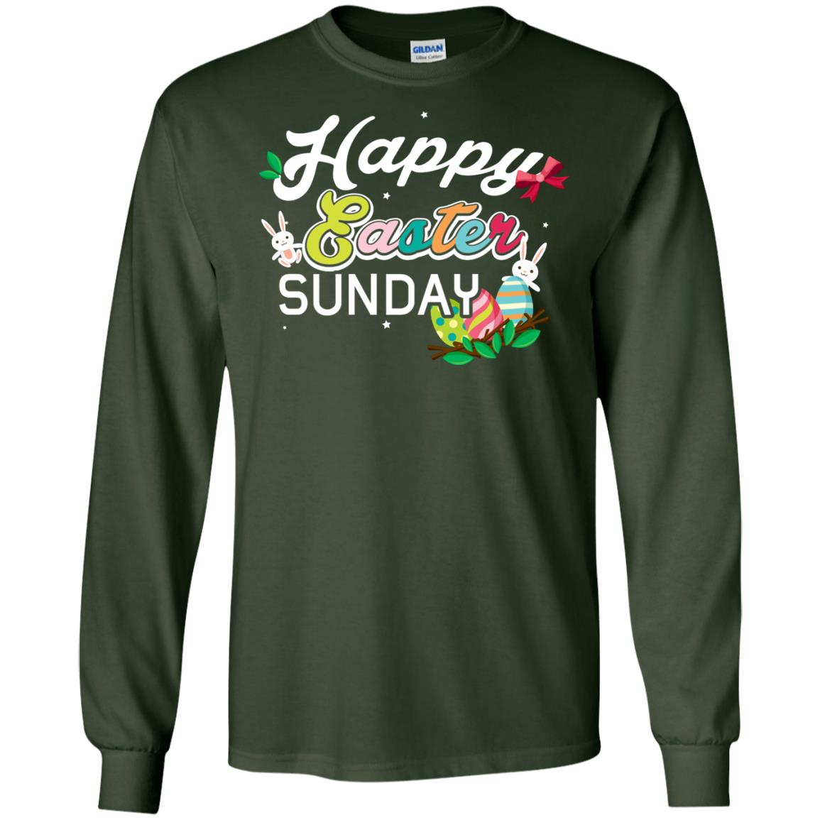 Christian T-shirt Happy Easter Sunday Forest Green