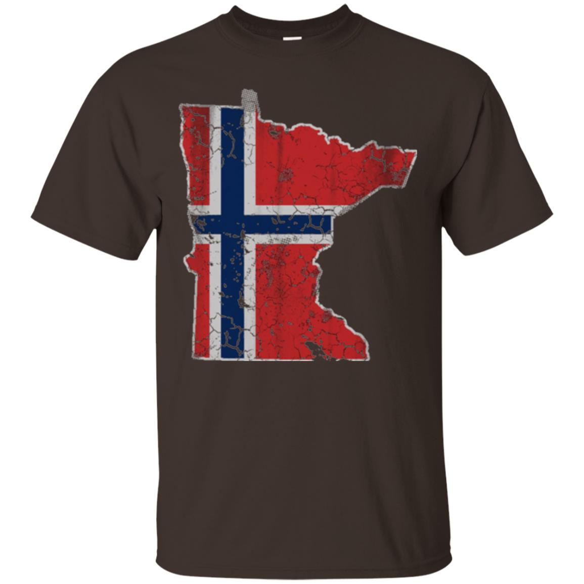 Minnesota Norwegian American Norge Norway Flag T-shirt Dark Chocolate