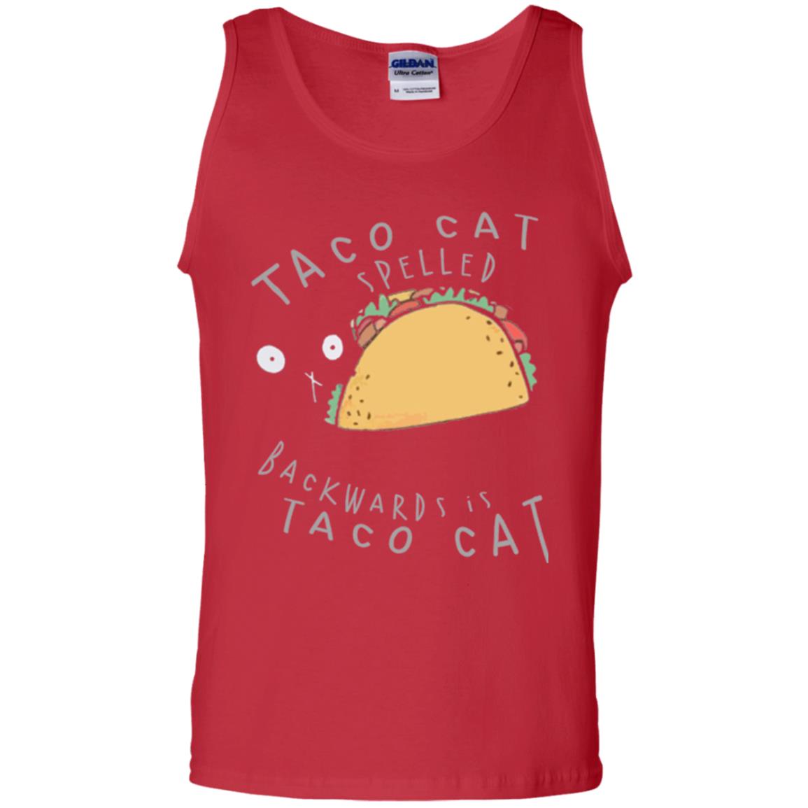 Cat Lovers T-shirt Taco Cat Spelled Backward Is Taco Cat Red