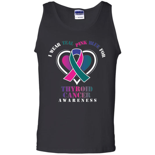 Thyroid Cancer Awareness T-shirt I Wear Teal Pink Blue For Black