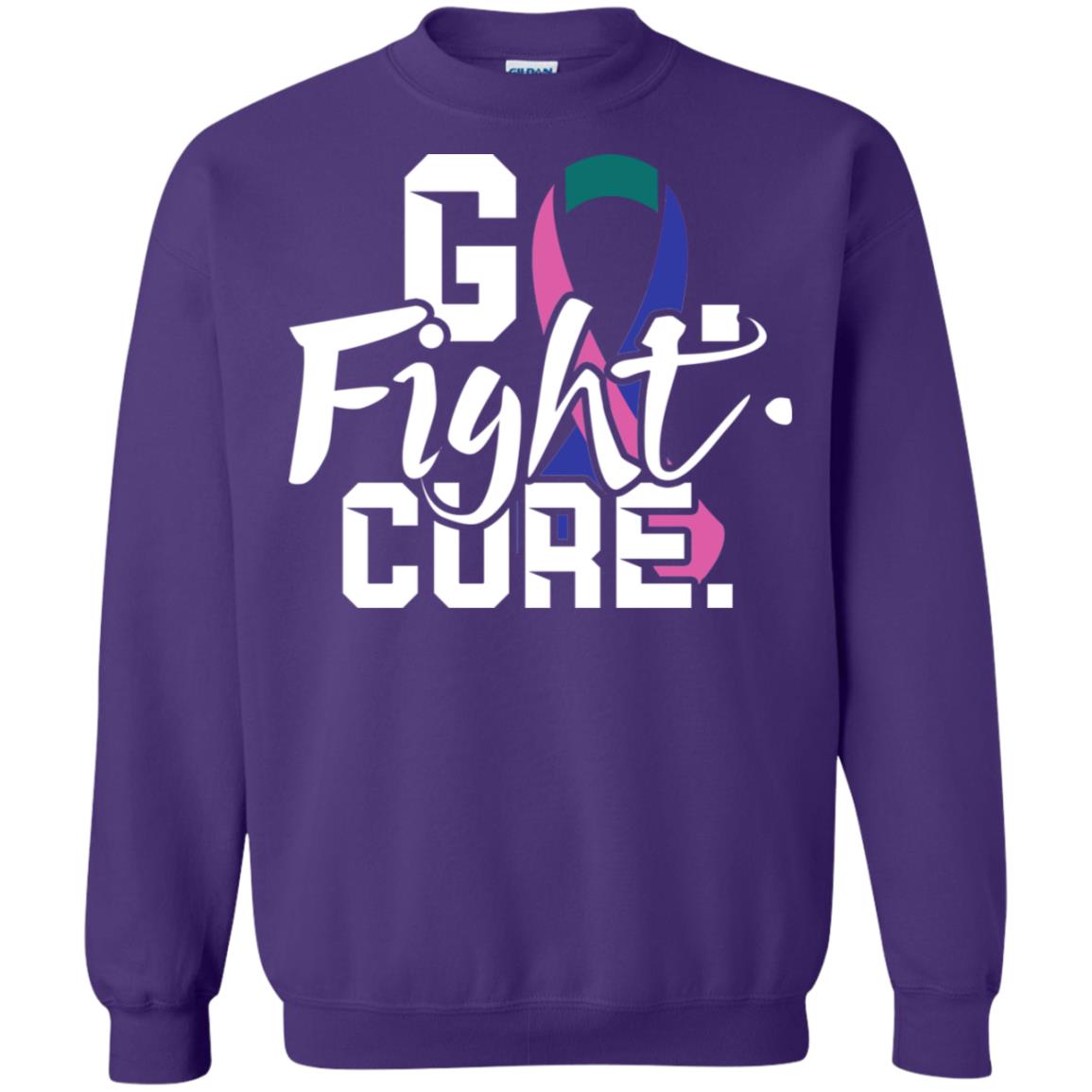 Thyroid Awareness Go Fight Cure Teal Pink Blue Ribbon Shirt Purple