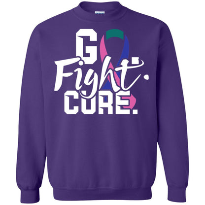 Thyroid Awareness Go Fight Cure Teal Pink Blue Ribbon Shirt Purple