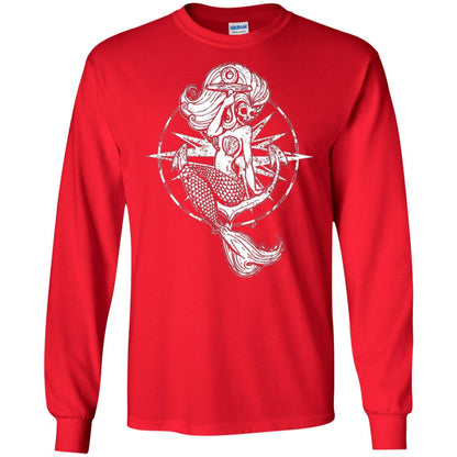 Mermaid Lover T-shirt Skull Mermaid Red