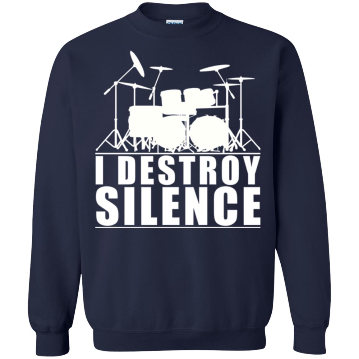 Drums Lover T-shirt I Destroy Silence Navy