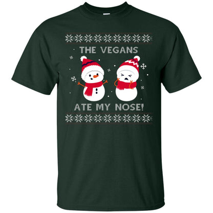 The Vegans Ate My Nose Funny Snowman Saying X-mas Gift Shirt Forest