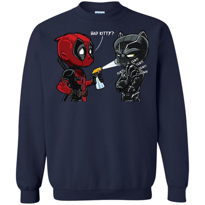 Deadpool Black Panther Bad Kitty Film Lover T-shirt Navy