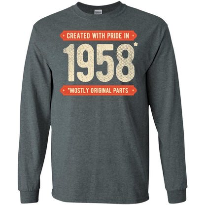 Created With Pride In 1958 Mostly Original Parts 60th Birthday T-shirt Dark Heather