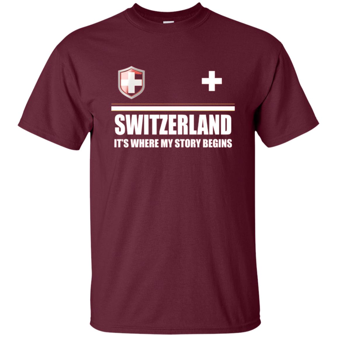 Swiss T-shirt Switzerland Flag T-shirt Maroon